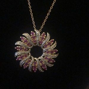 Genuine Ruby and Diamond Accent Necklace
 18kt Gold over Sterling Silver